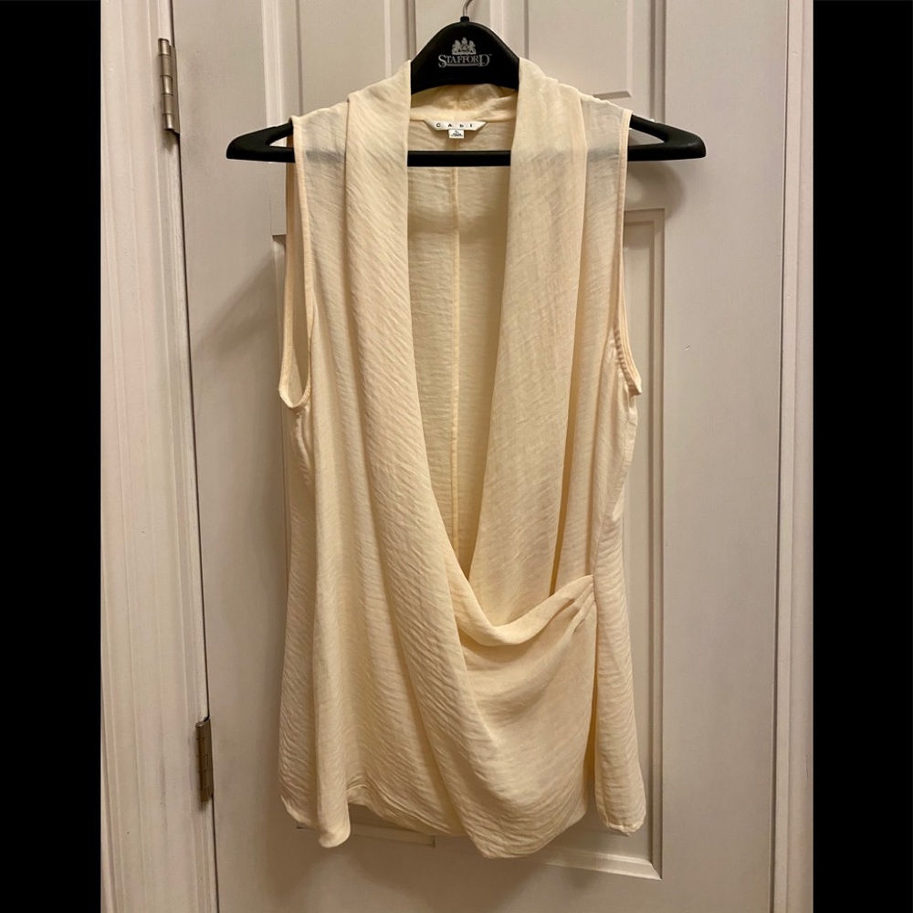 Cabi cream sleeveless wrap top